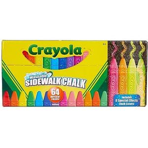 Crayola Afwasbaar Stoepkrijt, 64 Stuks, Inclusief 8 Special Effects Krijtjes, Voor Kinderen Van 3-5 Jaar