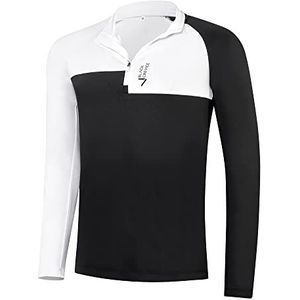 Black Crevice Heren ski-rolli met ritssluiting, functioneel shirt met lange mouwen, in verschillende kleuren en maten, flexibel en ademend herenshirt met lange mouwen, wit/zwart, S