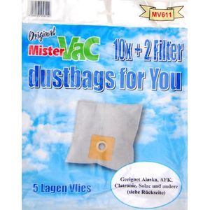 mistervac MV 611 / stofzuigerzak fleece 5-laags/voordeelverpakking 30 zakken + 6 filters met vier mondstukkenset/voor Severin BR-serie