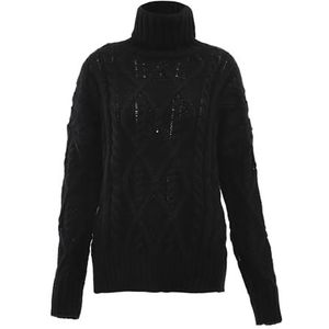 sookie Dames coltrui, trendy gestructureerde pullover polyester zwart maat M/L, zwart, M