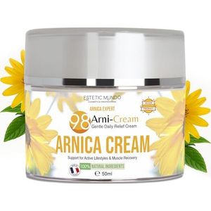 ARNI·CALM CREME – 98% Biologische Arnica – Verzachtende Crème bij Spierspanning, Blauwe plekken & Gevoelige Huid – Met Calendula & Jojoba – Snelle Absorptie, Zonder Parfum (50)