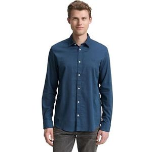 TOM TAILOR heren overhemd, 38449 - Navy Teal Structuur, M