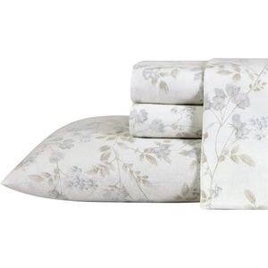 Laura Ashley Home - Queen Lakens, katoenen flanellen beddengoed set, geborsteld voor extra zachtheid en comfort (Fawna, Queen)