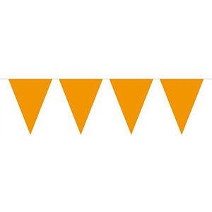Vlaggenlijn Mini Oranje 3m, 3 meter 12 mini Driehoek vlaggen van 15x11cm Kunststof