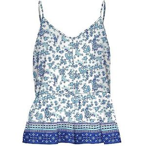 VERO MODA Dames VMMILAN SL WVN Top, Dazzling Blue/AOP: Mira, XS, verblindend blauw/Aop: mira, XS