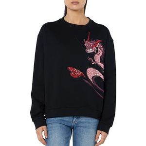 Pinko In sweatshirt met drakenprint met borduurwerk en applicaties, Z99_Zwart Sedan, S