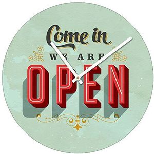Pro-Art ta033 glazen wandklok Time-Art, Come in we are open, diameter 40 cm