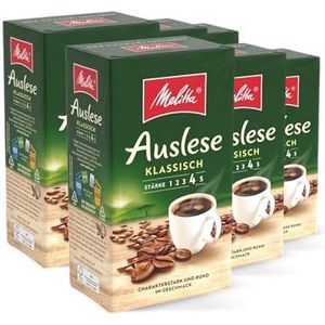 Melitta Uitleesfilterkoffie 6 x 500 g, gemalen poeder voor filterkoffiezetapparaten, sterk roosteren, geroosterd in Duitsland, in tray