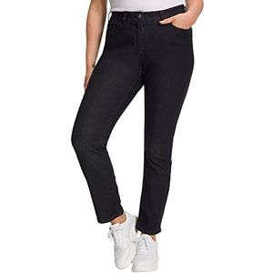 Ulla Popken Dames grote maten plus size jeans Sammy, comfortabele band, smalle 5-pocket-vorm zwart 23 724597100-23, zwart, 36W x 30L