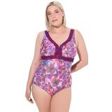 Ulla Popken - Badpak - Lichtblauw - Bloemenprint