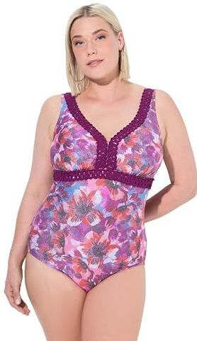 Ulla Popken - Badpak - Lichtblauw - Bloemenprint