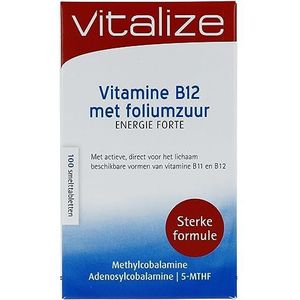 Vitalize Vitamine B12 Foliumzuur Energie Forte 100 smelttabletten - Extra sterke formule
