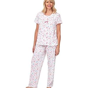 Marlon Dames Libby pyjama met korte mouwen en katoenen jersey, roze, 50-52