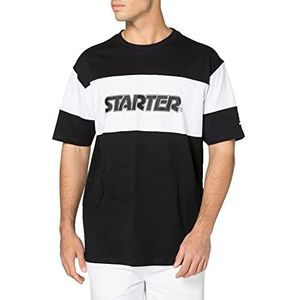 STARTER BLACK LABEL Heren Starter Block Jersey T-shirt, zwart/wit, S