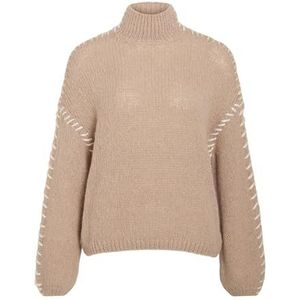 Vila Vichoca New L/S Knit trui, Doeskin/detail: witte stiksels, M