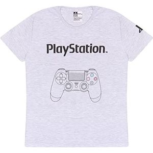 Playstation Controller Diagram T-shirt, Kinderen, 128-170, Heather Grey, Officiële Koopwaar