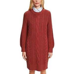 ESPRIT Vlechtgebreide trui-jurk van wolmix, Rust Brown, XS