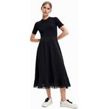 Gecombineerde midi-jurk met textuur