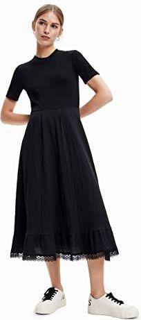 Gecombineerde midi-jurk met textuur