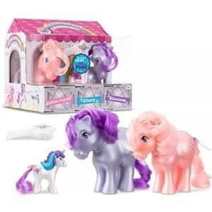 Mijn Kleine Pony 40th Anniversary Collector Pack - Geparelde bloesem, suikerspin en mini-glorie Toy Gift Set, Retro Paard Speelgoed voor meisjes en jongens, leeftijden 4+ Basisplezier 35339