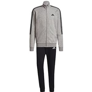 adidas, Tracksuit, M 3s Ft TT TS GK9975, heren, meerkleurig, top: medium grijs gemêleerd/zwart, onderkant: zwart/wit, maat 174