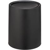 WENKO prullenbak Atri 6 liter in zwart kunststof, met swingdeksel en binnenemmer