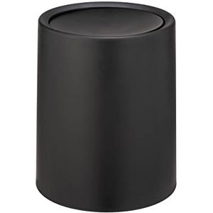 Wenko 25208100 Prullenbak Atri, cosmetica-emmer van 6 liter met deksel van hoogwaardige kunststof met binnenemmer, de hoes maakt vuilniszakken onzichtbaar, (B/D × H) Ø 21 × 25,5 cm, zwart