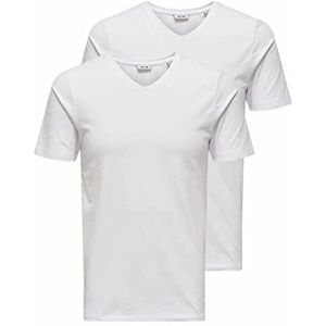 ONSBASIC SLIM V-NECK 2-pack, Wit/Pack: 2white, XXL