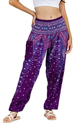 LOFBAZ - Harembroek - Paars - Dames - Yoga Boho Hippie Kleding
