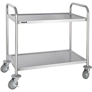 Vogue 2 Tier Clearing Trolley Medium 810X455X855mm Roestvrij staal Catering