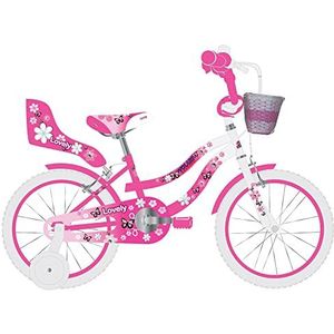 Volare Lovely Kinderfiets, meisjes, 12 inch, roze-wit, 2 handremmen