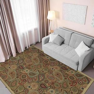 Ottomanson Ottohome collectie tapijt met rubberen achterkant en modern paisley-design, 100 cm x 150 cm, beige