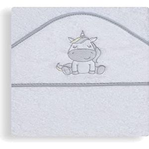 Interbaby 01188-18 Baby badhanddoek met capuchon UNICORNIO, wit grijs, grijs