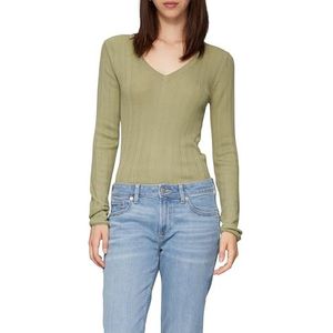 Gebreide Trui - V-Hals - Groen - Viscosemix - Regular Fit