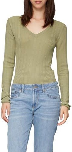 Gebreide Trui - V-Hals - Groen - Viscosemix - Regular Fit