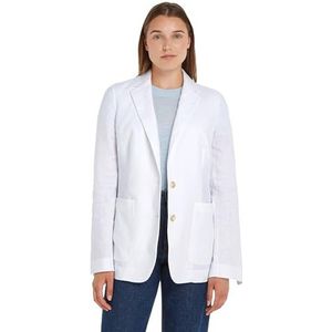 Tommy Hilfiger Dames Casual Linnen Regular SB Blazer Th Optic Wit 34, Th Optic Wit, 60