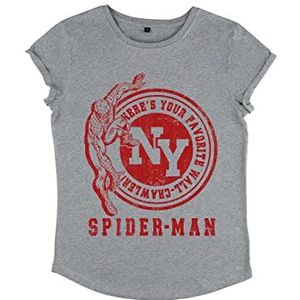 Marvel Dames Avengers Classic Wall Crawler Rolled Sleeve T-Shirt, Melange Grey, XL, grijs (melange grey), XL
