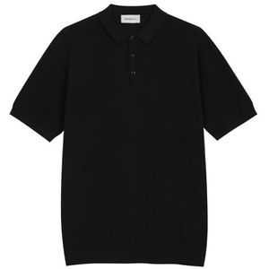 Diana Studio Scheert poloshirt voor heren, 100% katoen, licht, extra gedraaid, korte mouwen, casual pasvorm, Zwart, XL