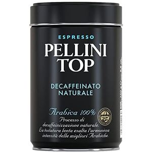 Pellini Topkoffie van natuurlijke cafeïnevrije Arabica — gebrande, gemalen cafeïnevrije koffieblik — cafeïnevrije Italiaanse koffie voor mokapot en espresso, 250 g 315400176_X