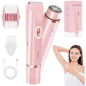 Glow Aura Bikini scheerapparaat, 2-in-1 damesscheerapparaat voor dames, waterdicht, oplaadbaar, bikinitrimmer, pijnloos schaamhaar scheermesjes voor benen en oksels, armen, lichaam en gezicht