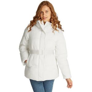 Calvin Klein Jeans Dames LOGO RIEM KORTE PUFFER J20J224107, Puffer Jacket, Wit, L, Wit (Ivoor), L