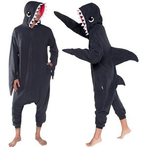 Silver Lilly Unisex Pajamas voor volwassenen - One Piece Cosplay Shark Animal Kostuum (M) Grijs