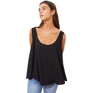 Trendyol Zwarte mouwloze damesblouse met gedrapeerde blouse, zwart, 40