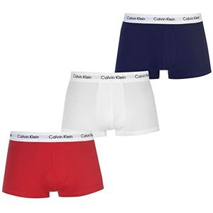 Calvin Klein Boxershorts heren 3p Low Rise Trunk , Wit/Rood Ginger/Pyro Blauw , L