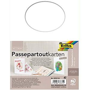 folia 8767/10 - passe-partoutkaarten met ovale uitsparing, wit, DIN A6, 10 kaarten en enveloppen - ideaal voor het creatief vormgeven van uitnodigingen, wenskaarten