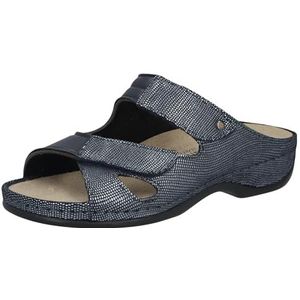 Berkemann - Janna - Pantoffels - Blauw - Echt Leer - Verstelbare Klittenbandsluitingen