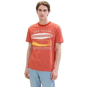 TOM TAILOR Heren T-shirt, 35600 - Marocco Orange Fine Stripe, S