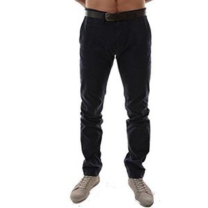 ESPRIT Heren chino broek met riem in slim fit, blauw (Dark Navy 420), 38W x 34L