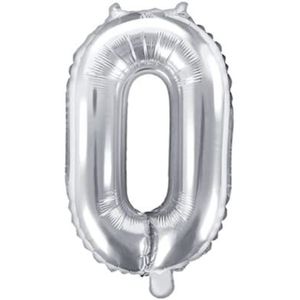 PartyDeco folieballon Mylar vorm 0 Zero zilver 35 cm verjaardag volwassenen kinderen