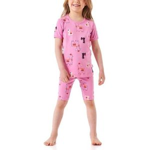 Schiesser Meisjespyjama set korte 100% biologisch katoen maat 92 tot 140 pyjama set, roze_181030, 104, Roze 181030, 104 cm